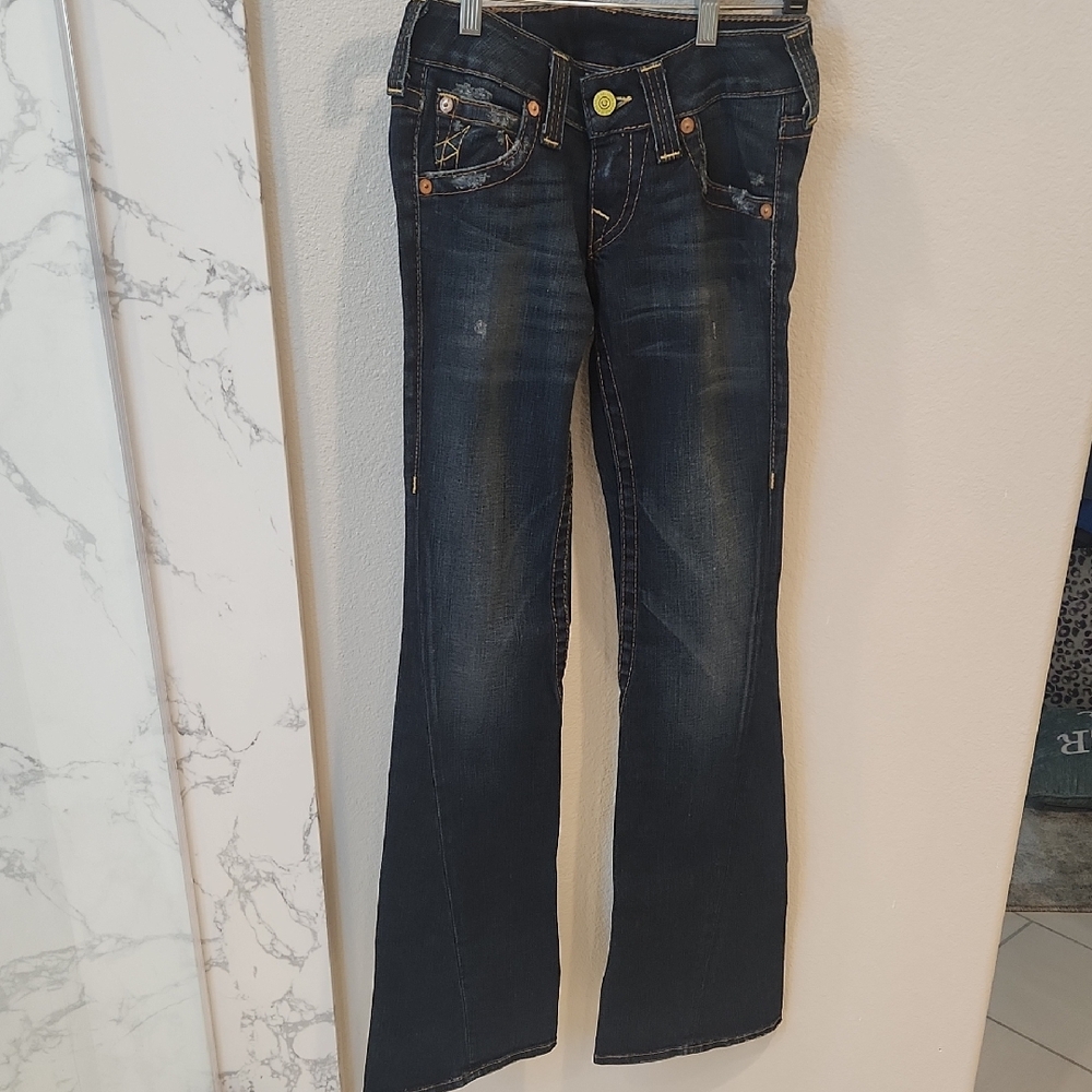 True Religion Dark Blue Boot Cut Jeans, Size 25